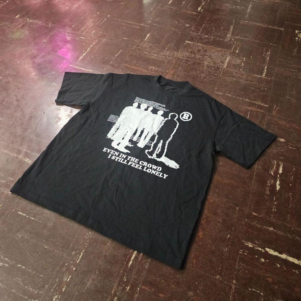 Graphic Tee Emo Grunge Silhouette Lonely Quote Oversized Black (L) ✨